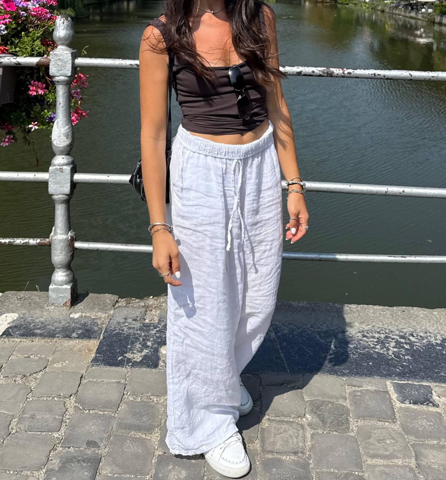 Tie-Front Linen Pants