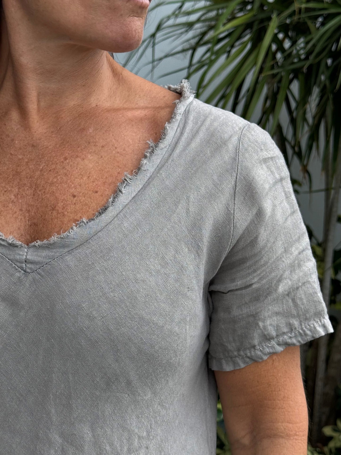 Linen Short Sleeves Dress