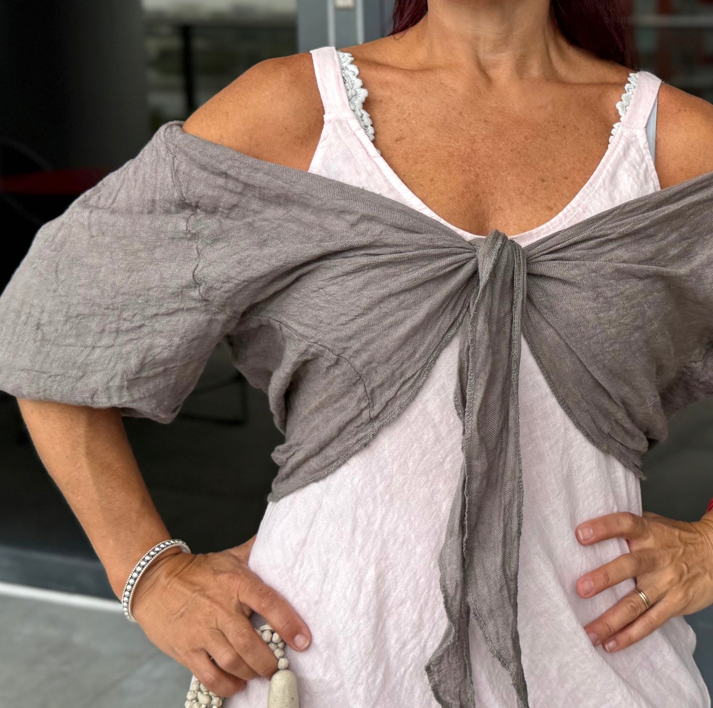 Tie-Front Linen Shrug