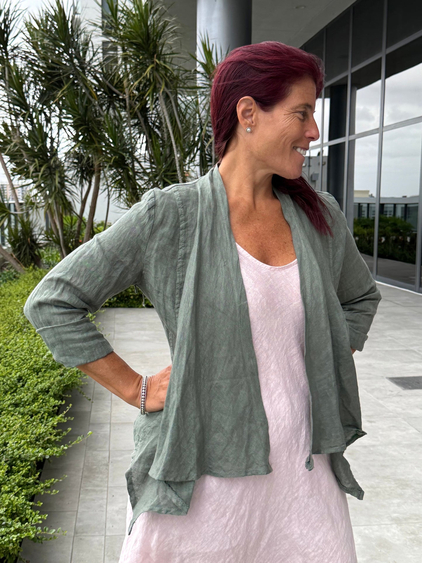 Linen Open Front Jacket