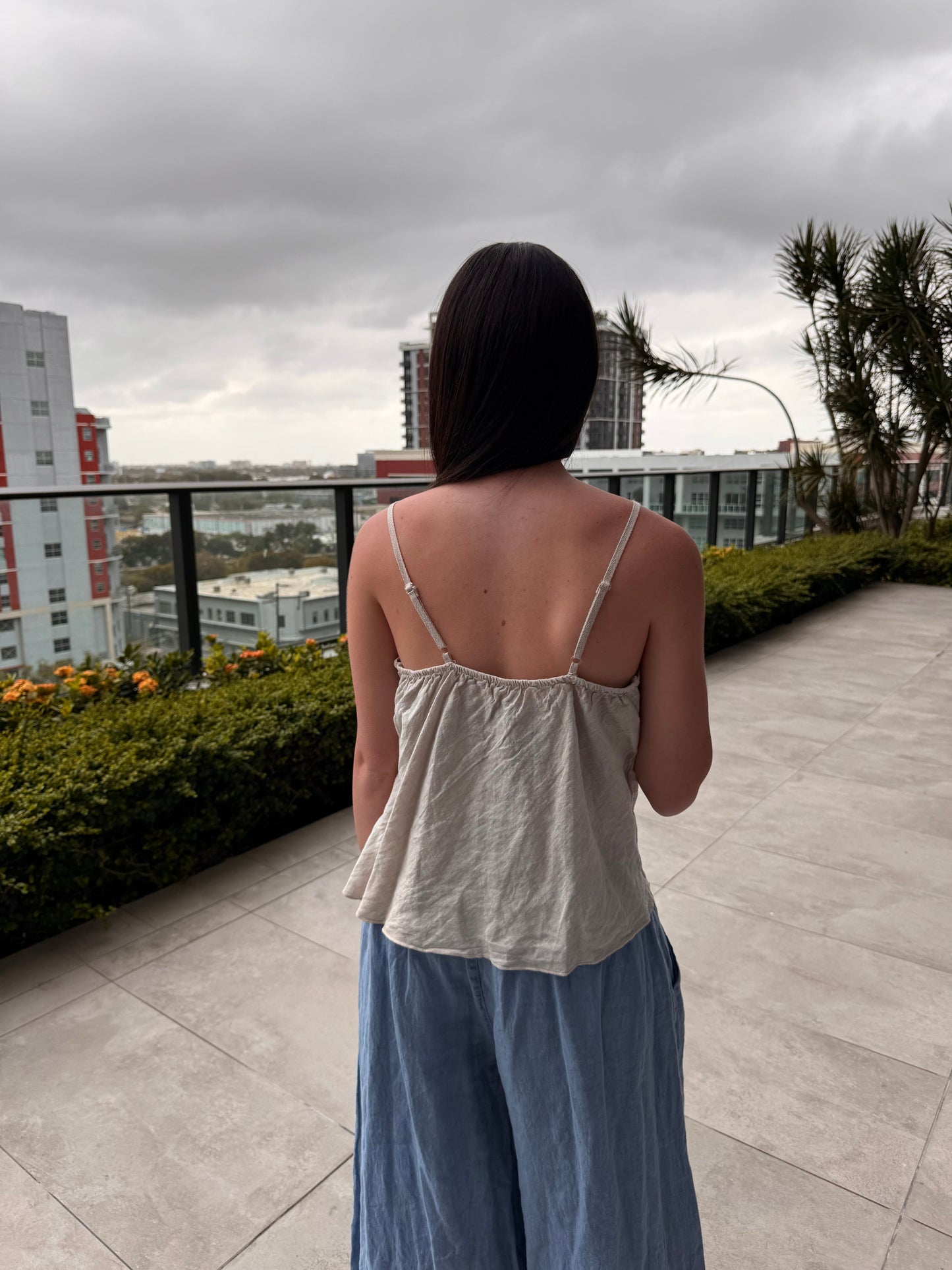 Thin-Strap Linen Top