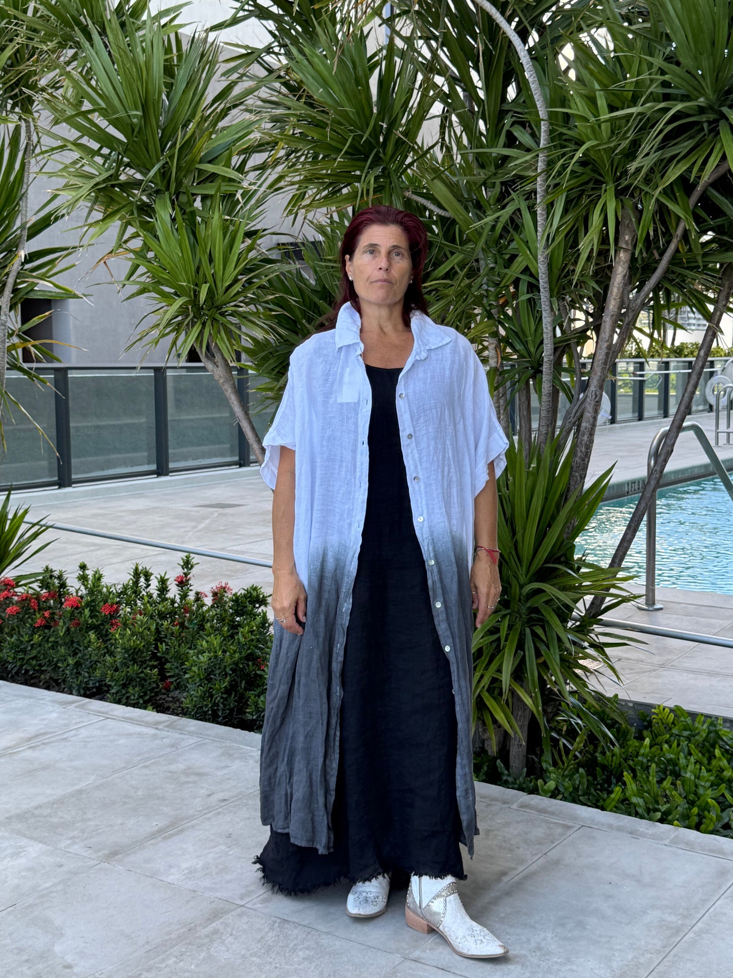 Linen Button-up Linen 2 Color Shirt Dress