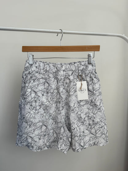 Linen Flower Pattern Shorts