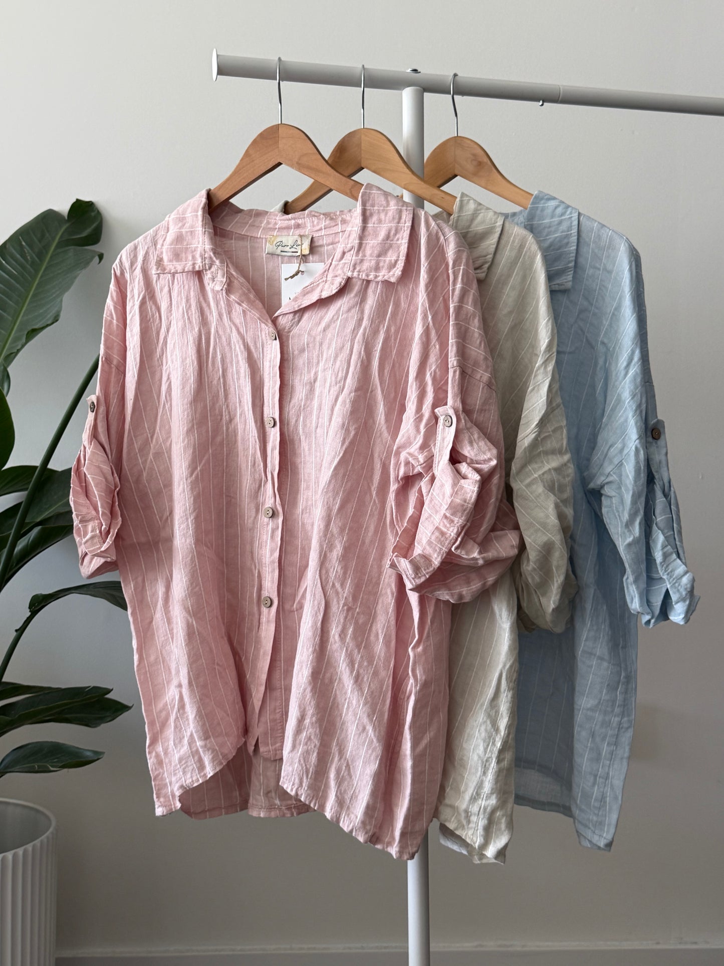 Classic White Striped Button-Up Shirt