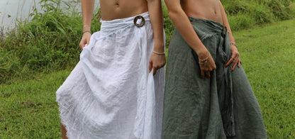 Tie Waist Linen Skirt