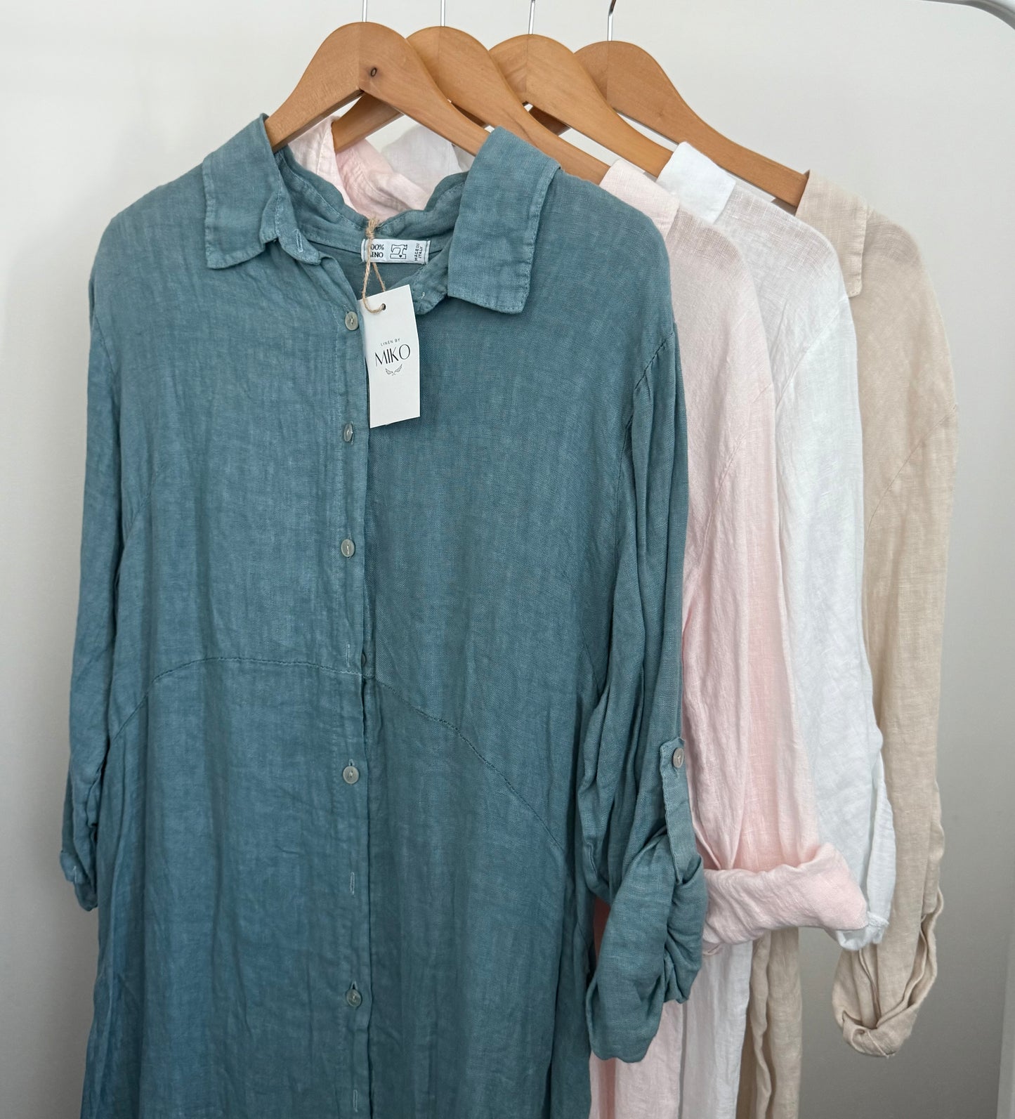 Linen Button-up Linen Shirt Dress