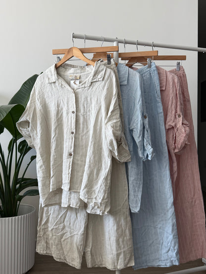 Classic White Striped Button-Up Shirt