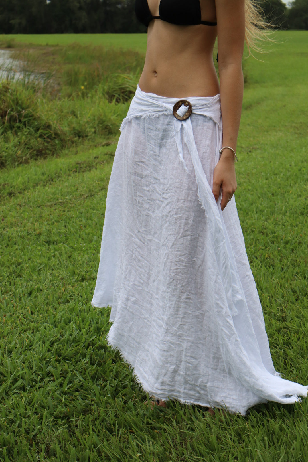 Tie Waist Linen Skirt