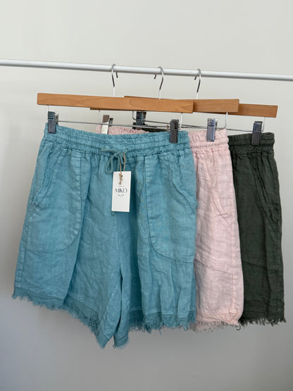 Frayed Edge Linen Shorts