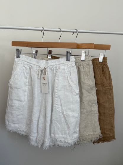 Frayed Edge Linen Shorts