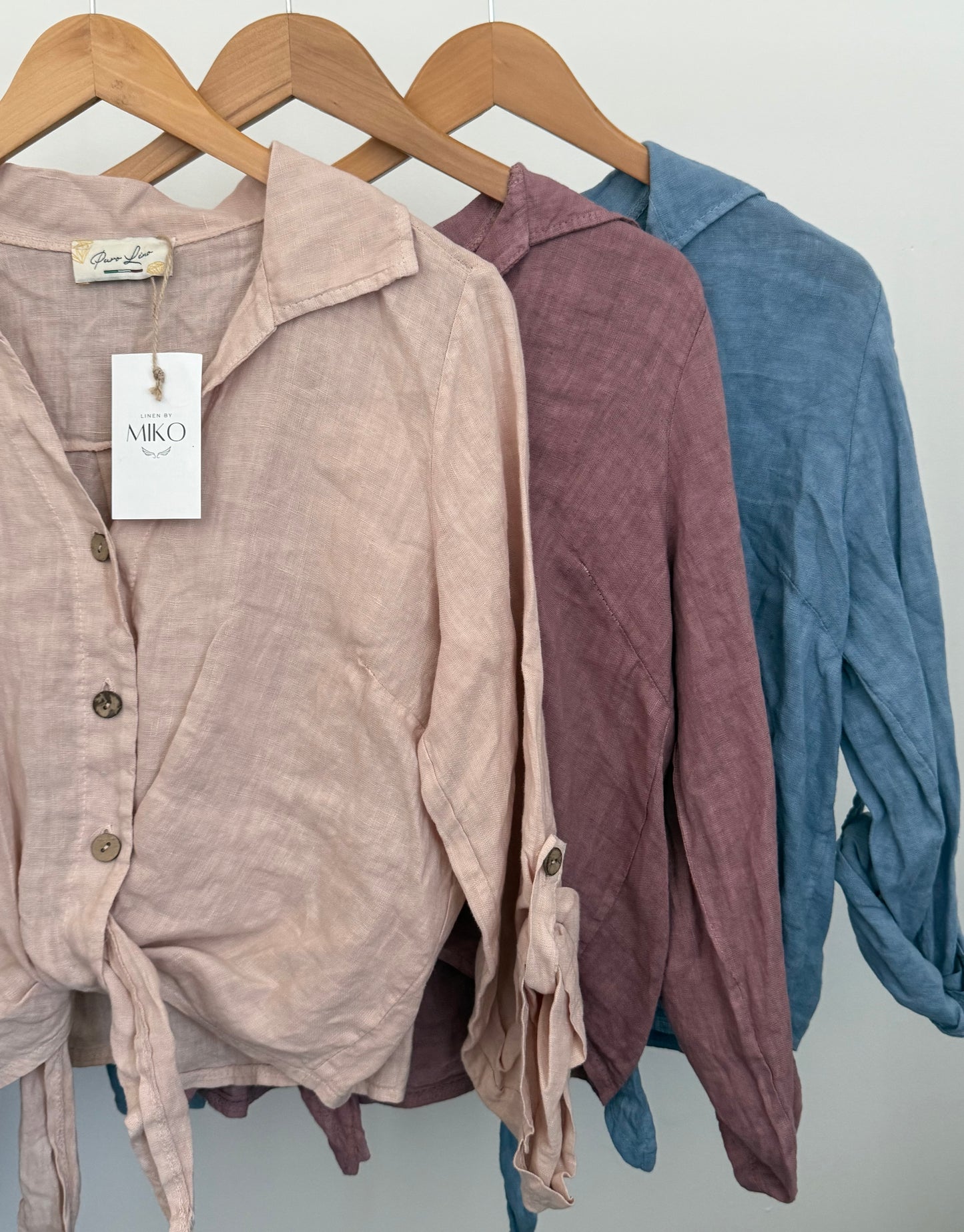 Linen Tie-Front Button-up Shirt