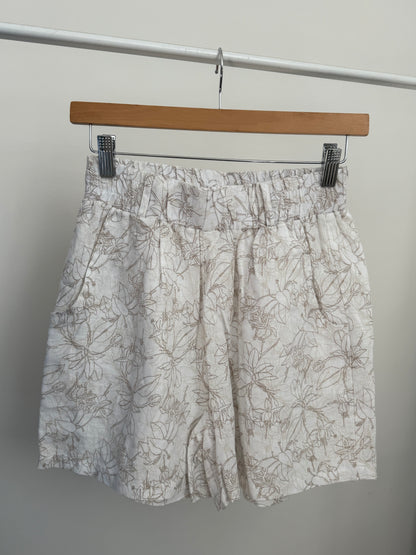 Linen Flower Pattern Shorts