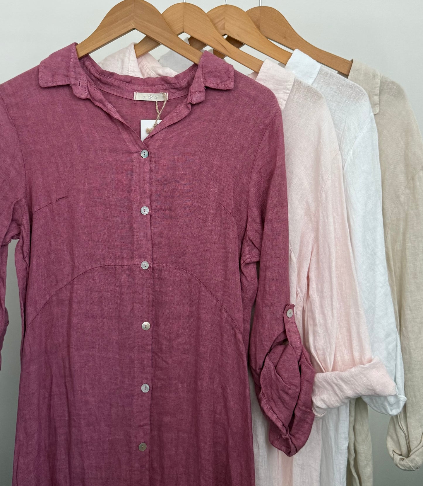 Linen Button-up Linen Shirt Dress