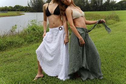 Tie Waist Linen Skirt
