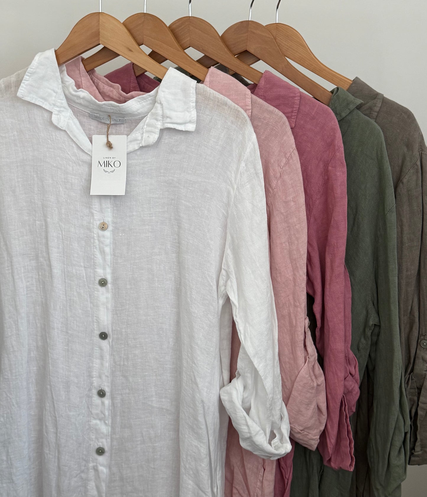 Mid-Length Linen Button-up Linen Shirt Dress