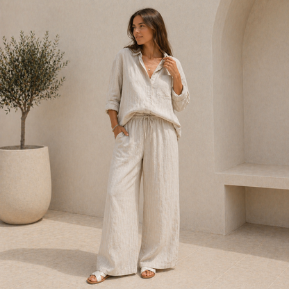 Classic White Striped Button-Up Shirt