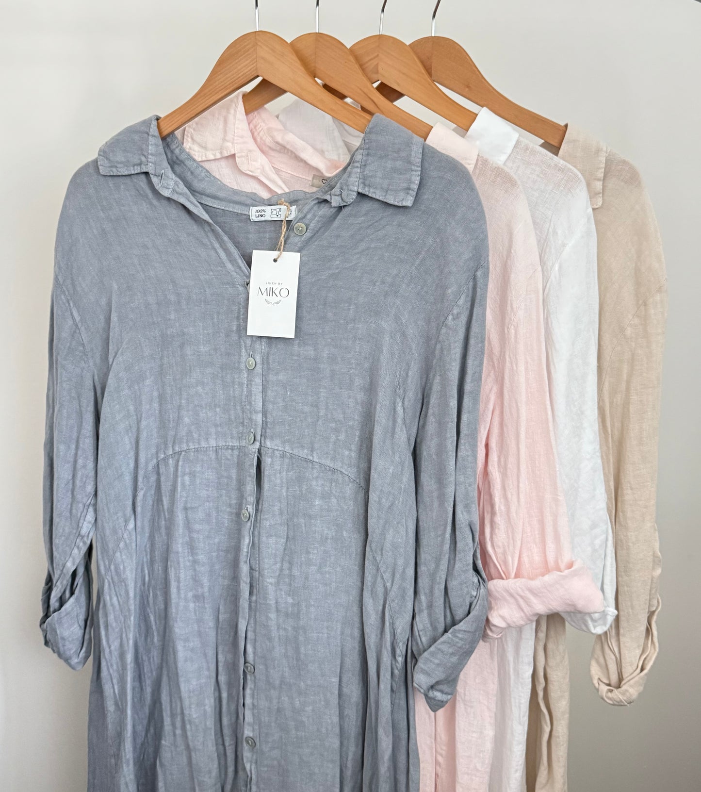 Linen Button-up Linen Shirt Dress