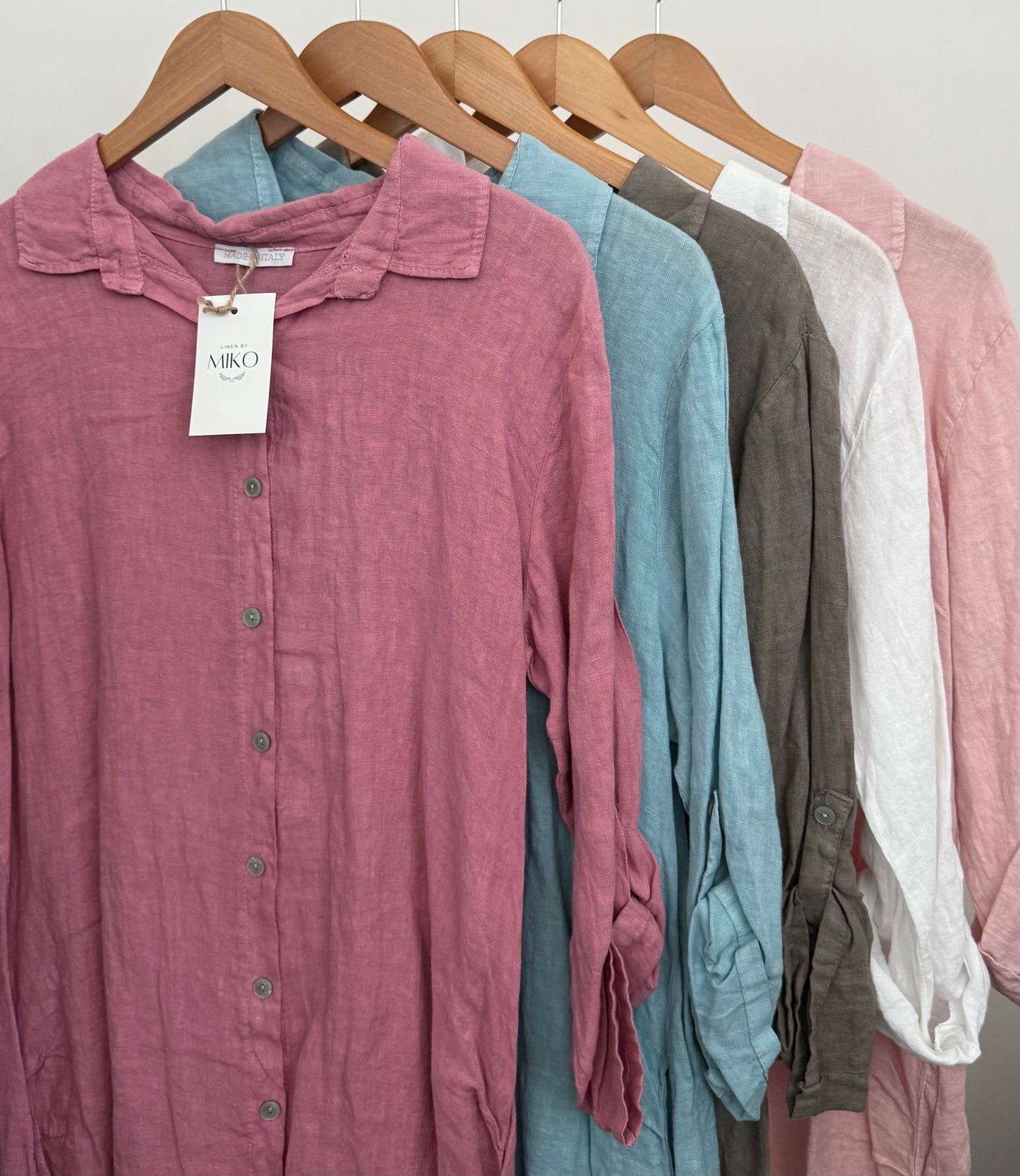 Mid-Length Linen Button-up Linen Shirt Dress