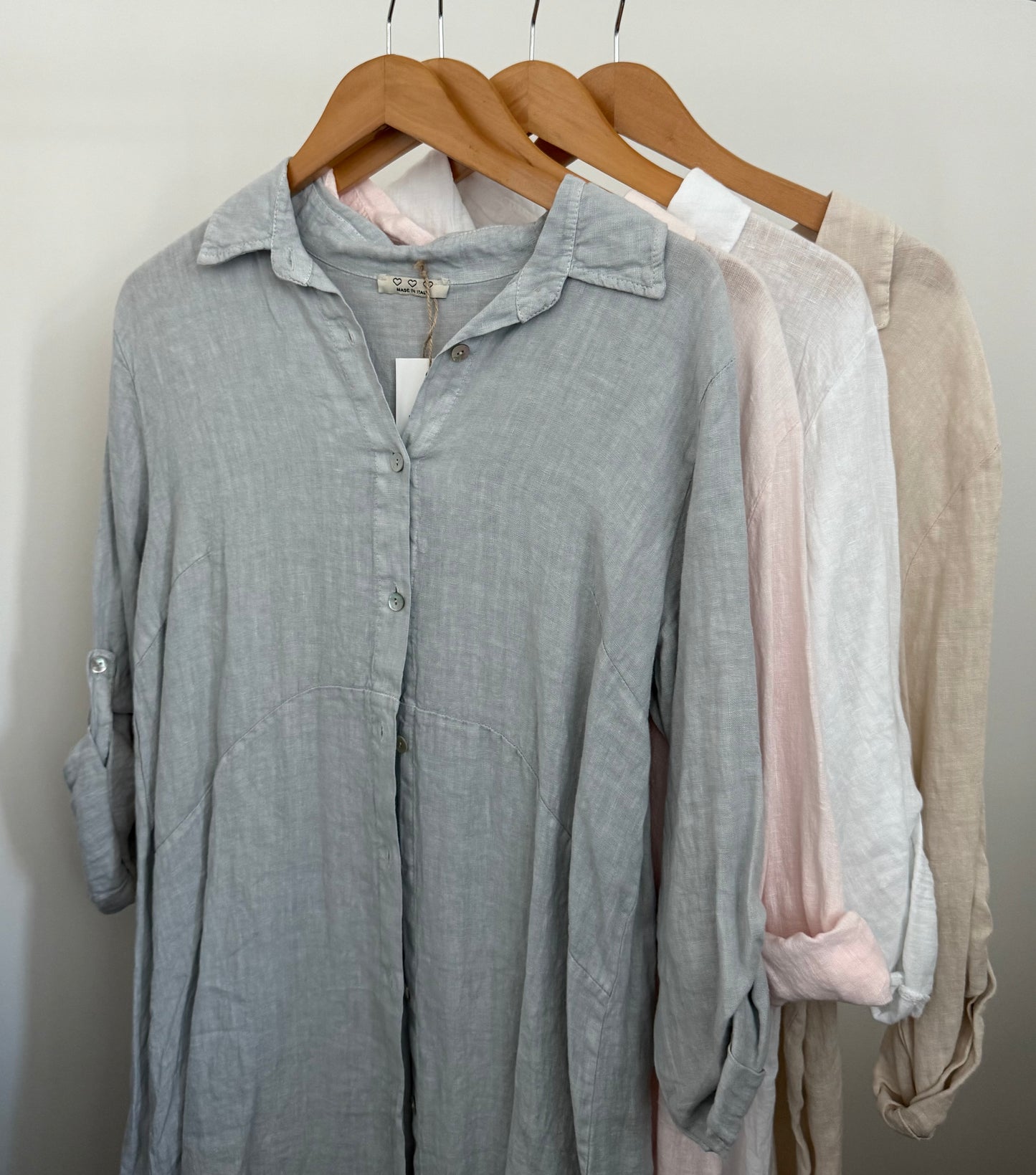 Linen Button-up Linen Shirt Dress