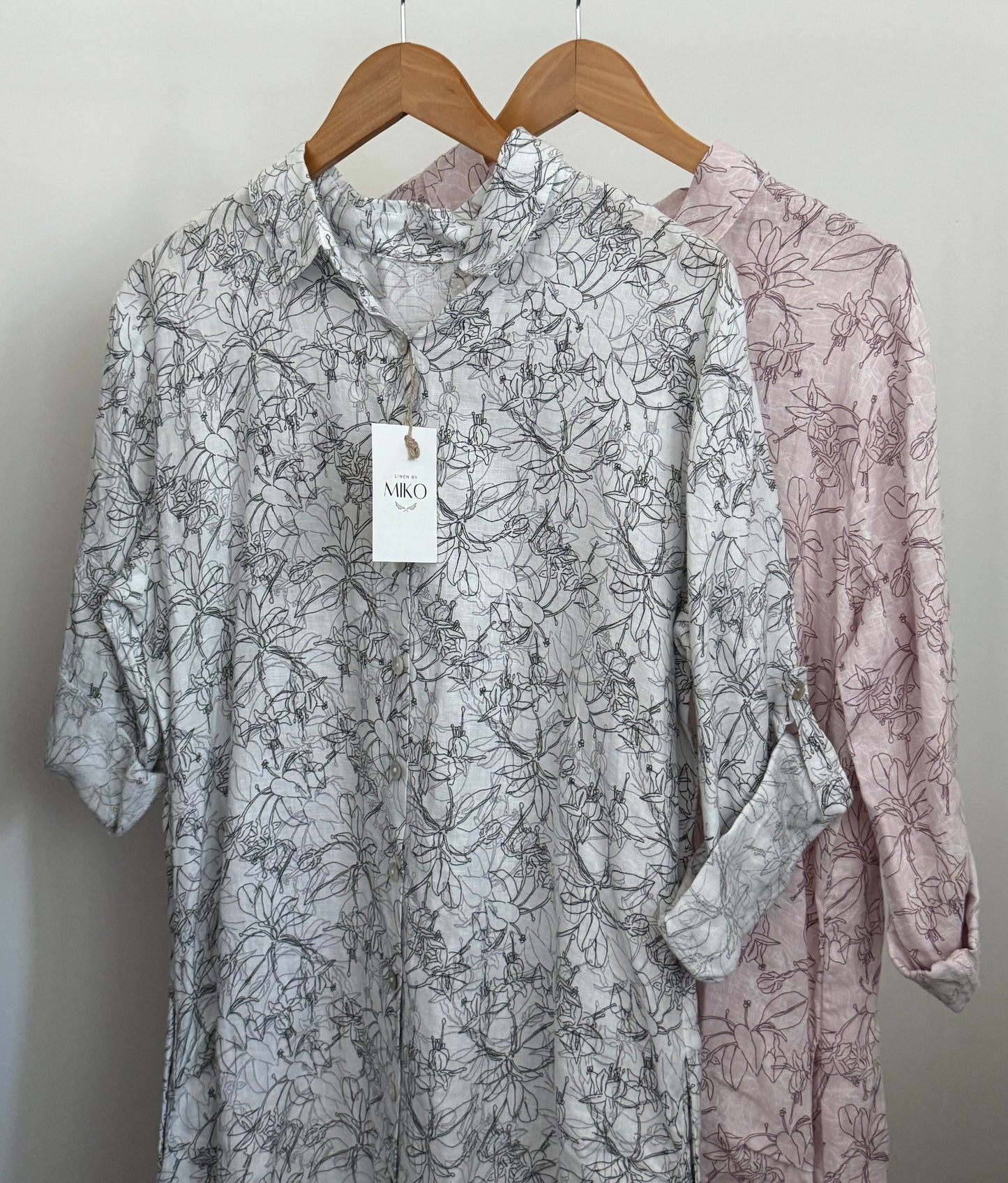 Mid-Length Linen Button-up Linen Shirt Dress