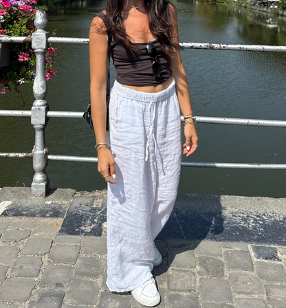 Tie-Front Linen Pants