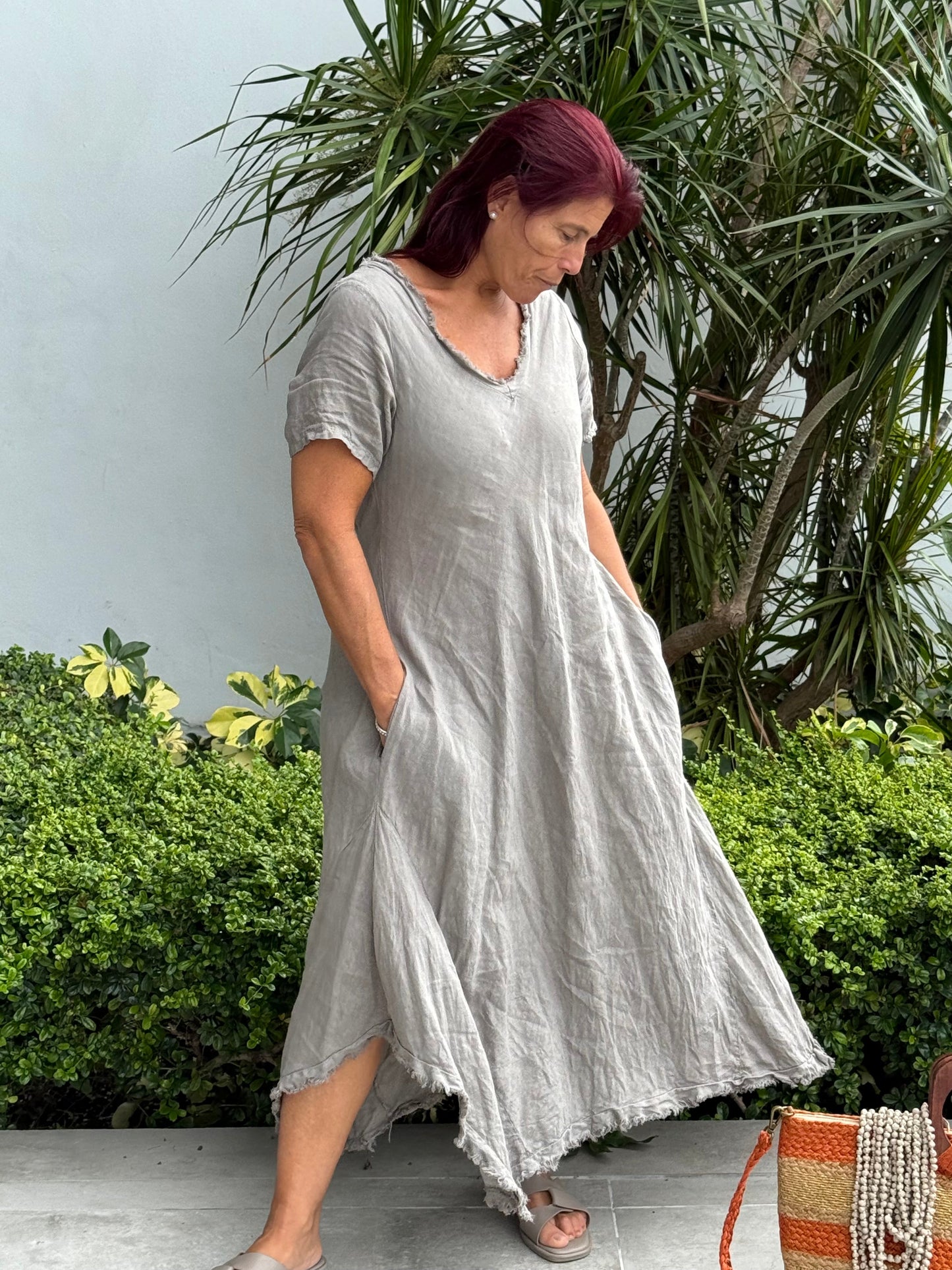 Linen Short Sleeves Dress