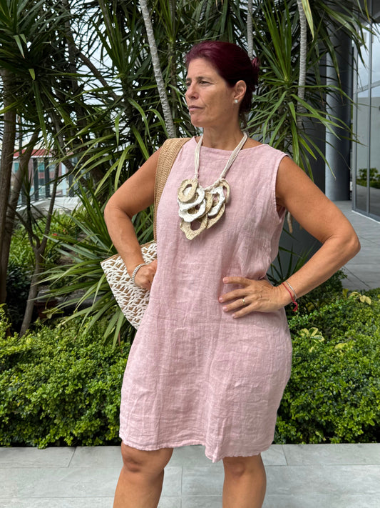 Tie-back Linen Mini Dress