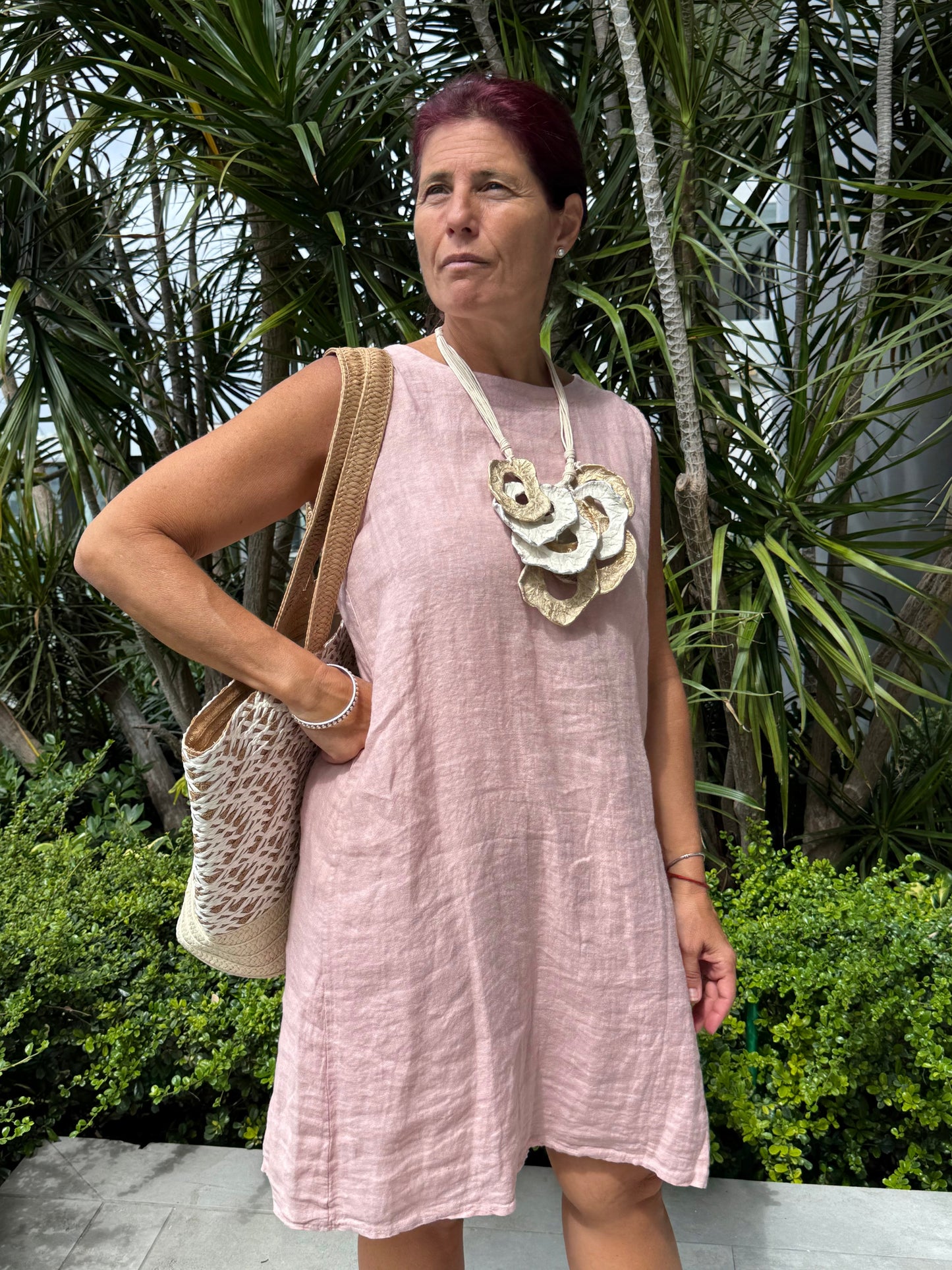 Tie-back Linen Mini Dress