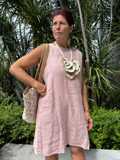 Tie-back Linen Mini Dress