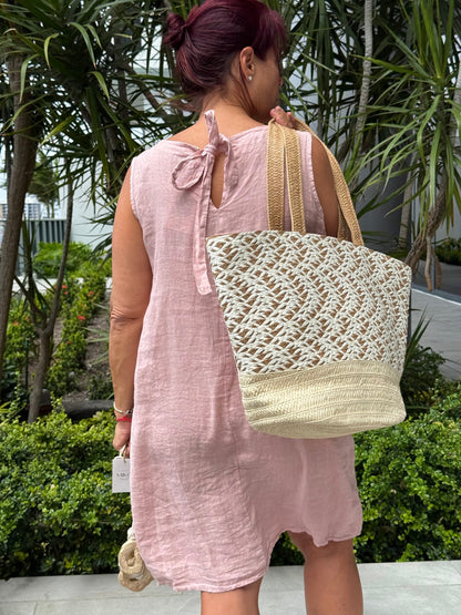 Tie-back Linen Mini Dress