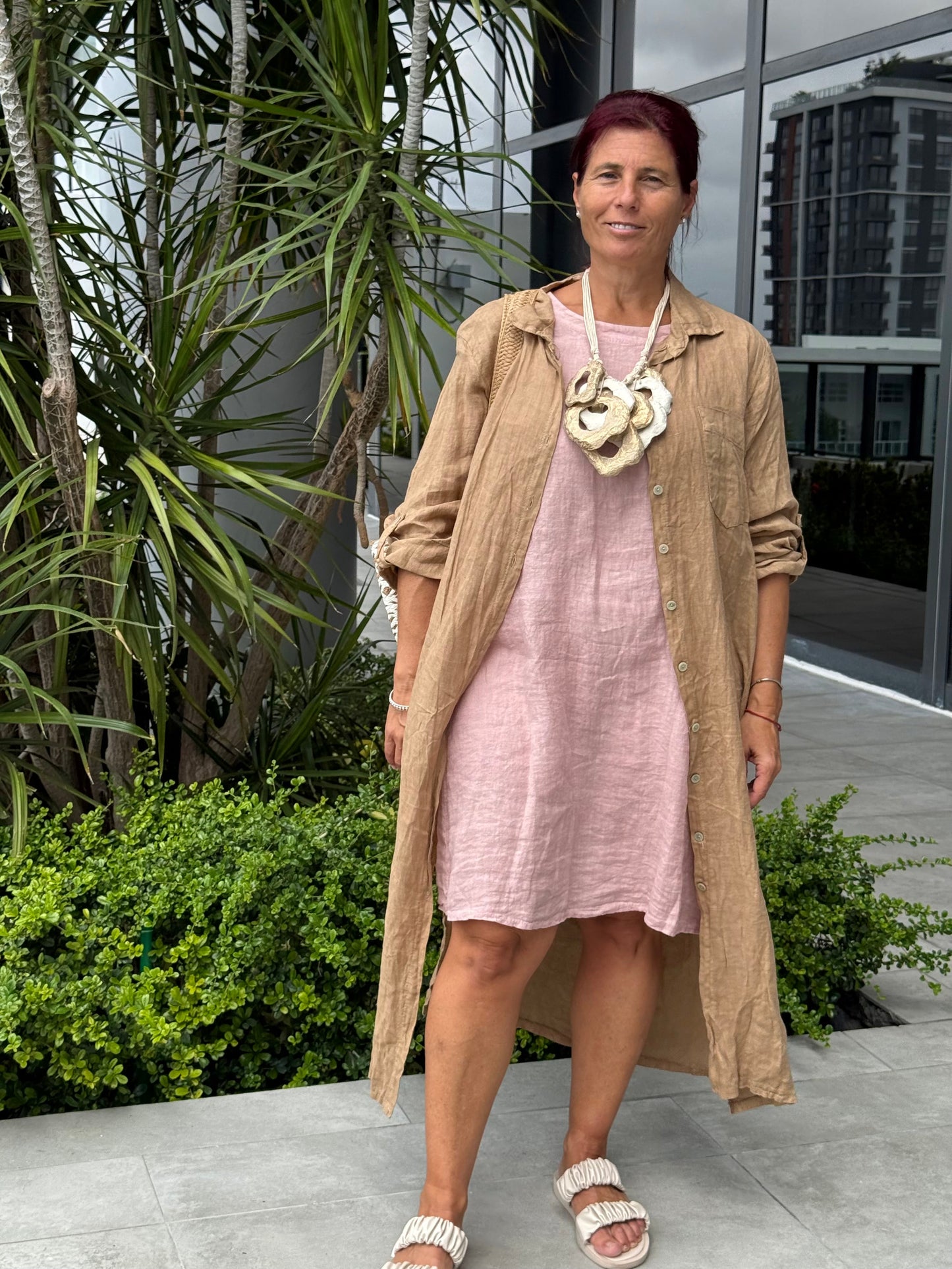 Tie-back Linen Mini Dress