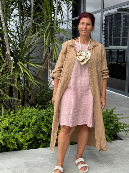Tie-back Linen Mini Dress