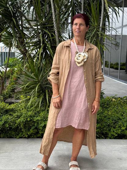 Tie-back Linen Mini Dress