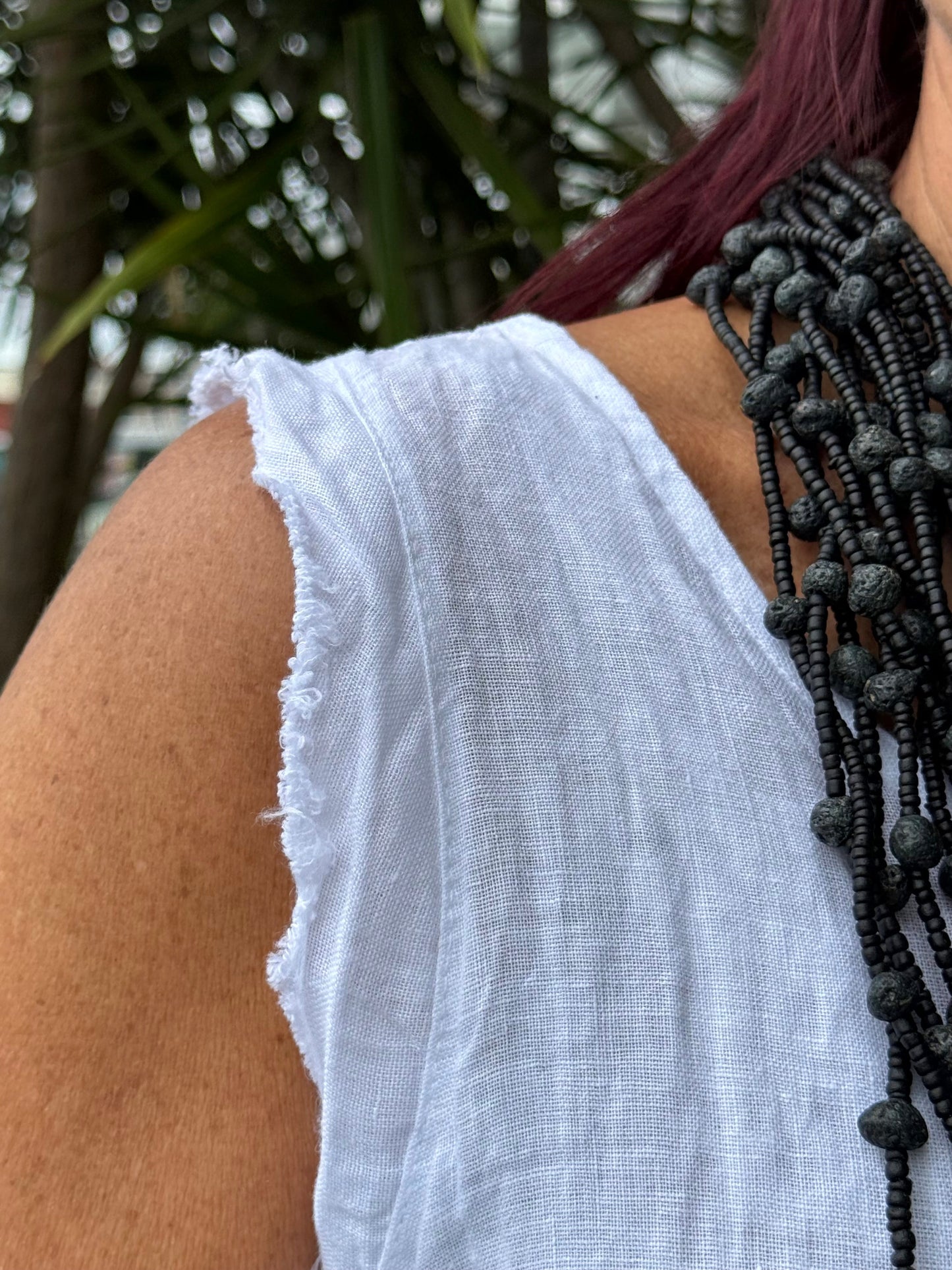 Frayed Edge Linen Long Dress