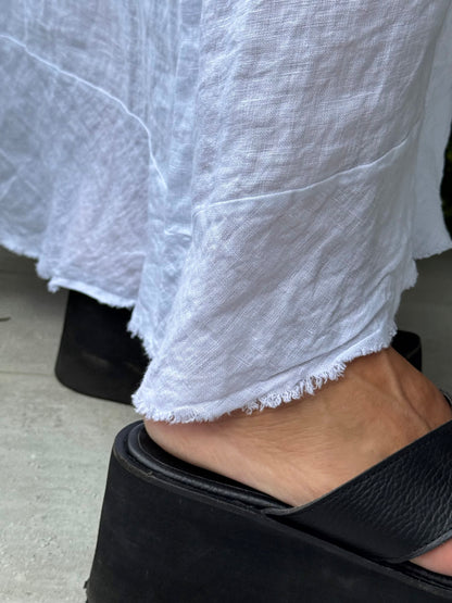 Frayed Edge Linen Long Dress