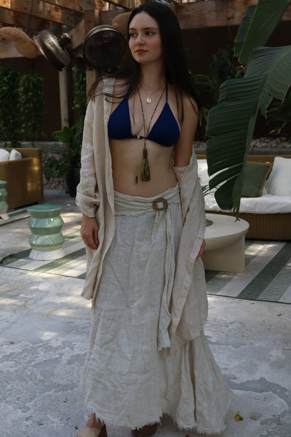 Tie Waist Linen Skirt