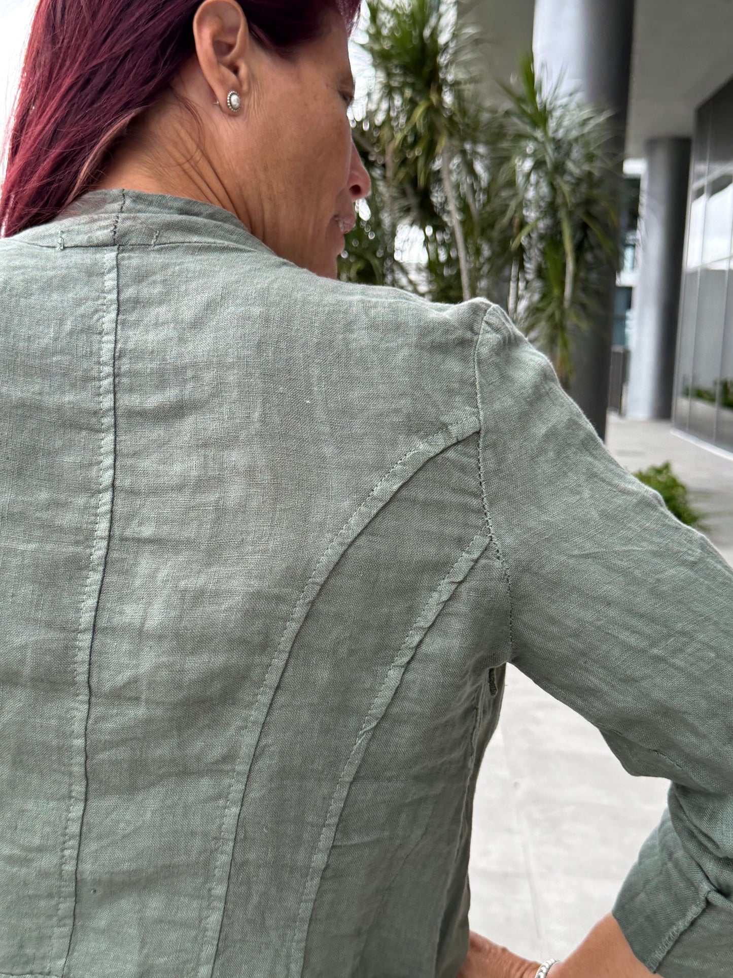 Linen Open Front Jacket