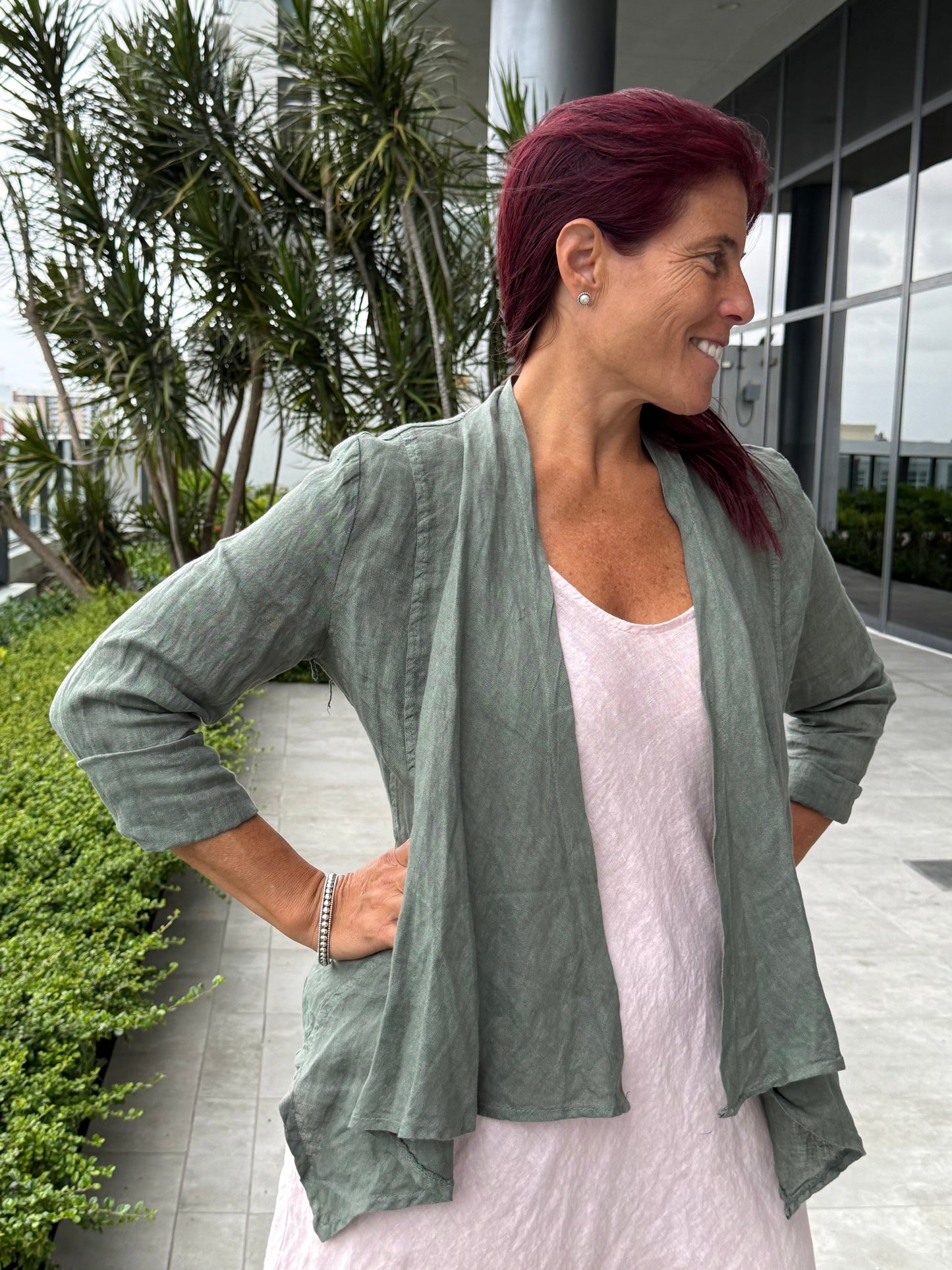 Linen Open Front Jacket