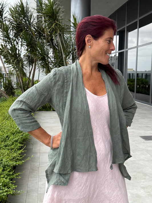 Linen Open Front Jacket