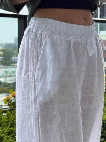 Tie-Front Linen Pants