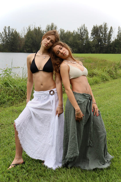 Tie Waist Linen Skirt