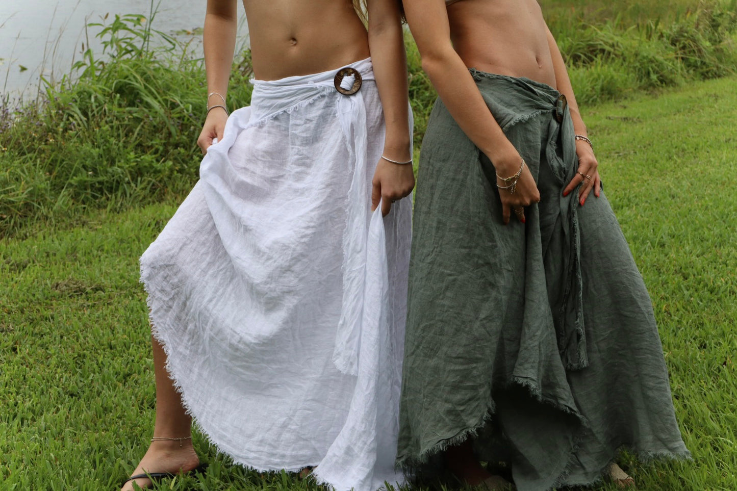 Tie Waist Linen Skirt