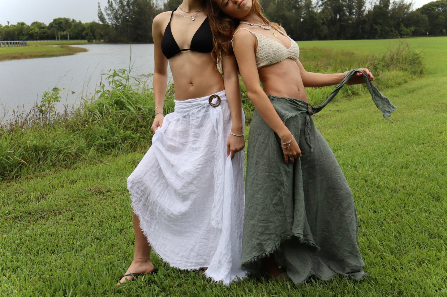 Tie Waist Linen Skirt
