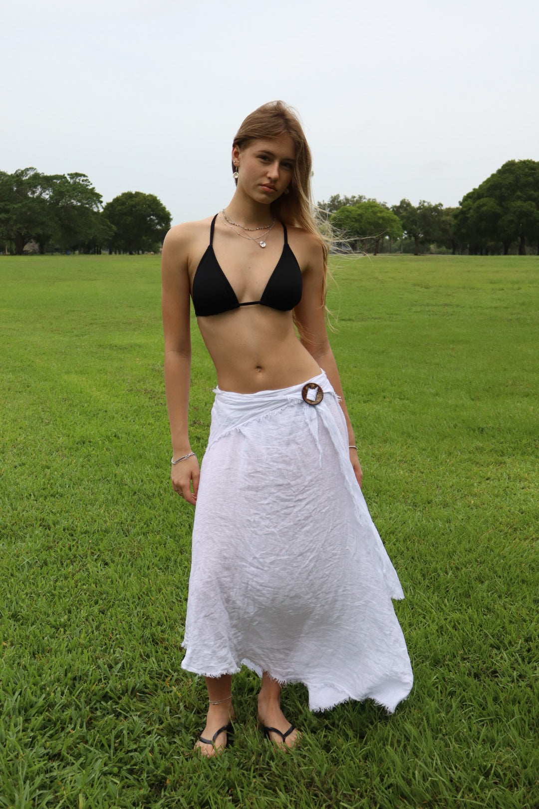 Tie Waist Linen Skirt