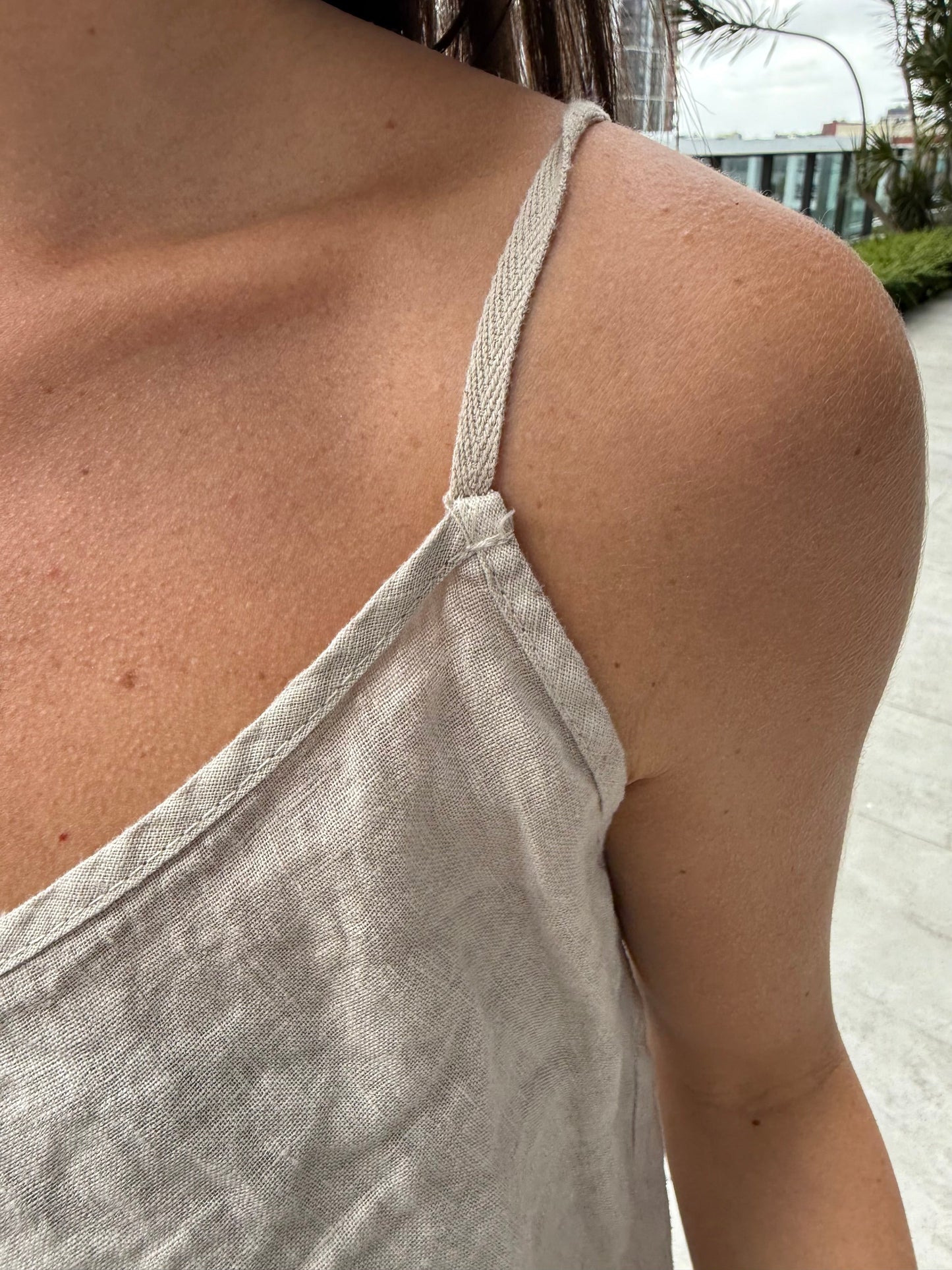 Thin-Strap Linen Top