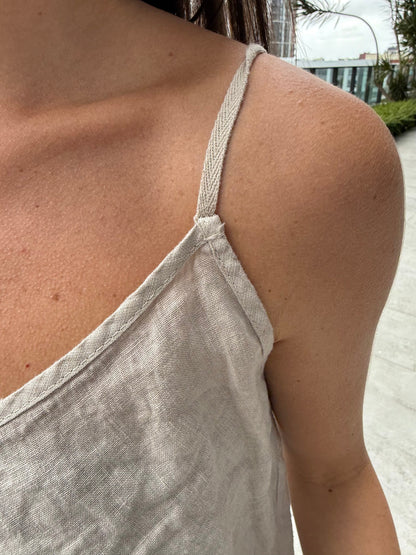 Thin-Strap Linen Top