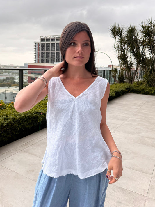 Sleeveless Linen Shirt