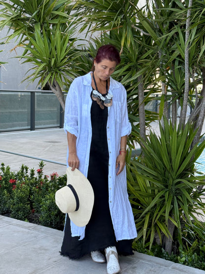 Linen Button-up Linen Shirt Dress
