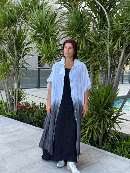 Linen Button-up Linen 2 Color Shirt Dress