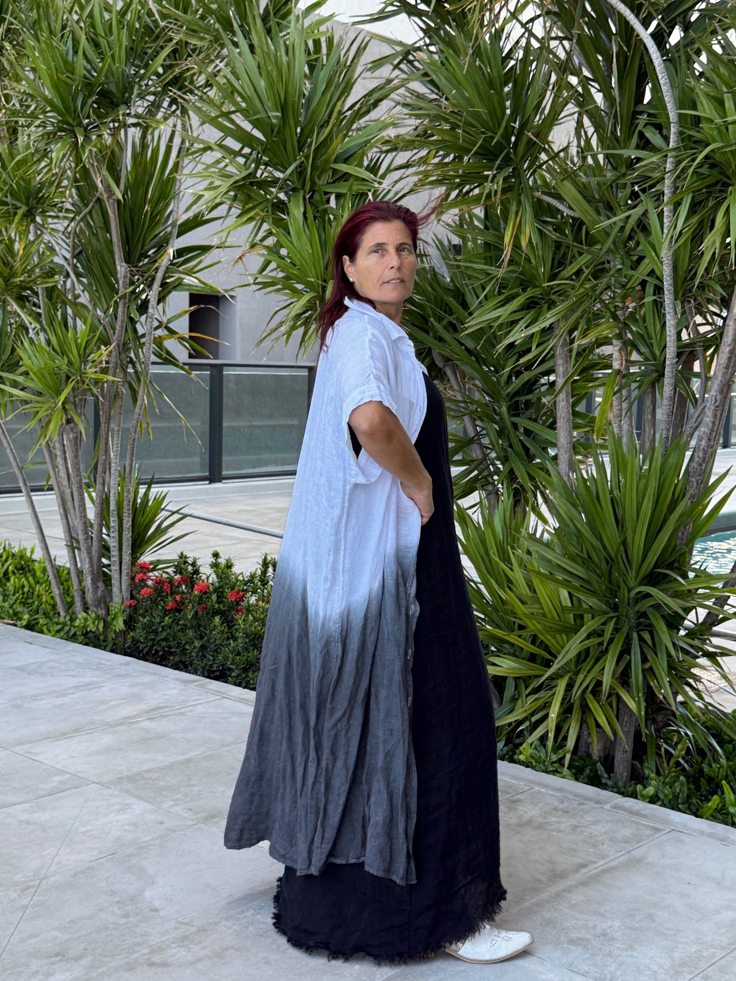 Linen Button-up Linen 2 Color Shirt Dress
